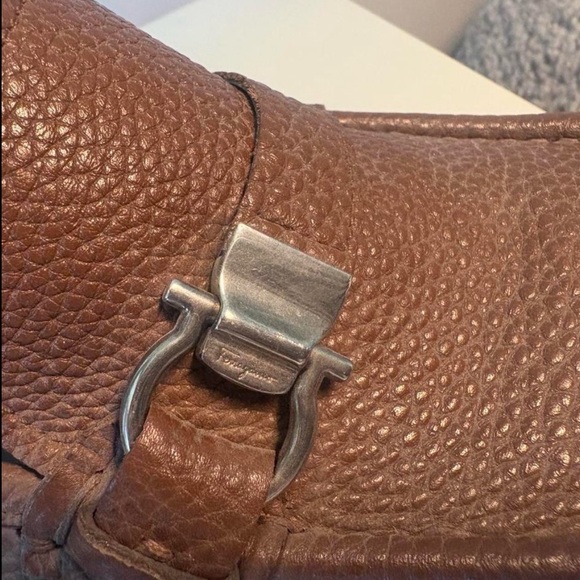 Salvatore Ferragamo Brown Pebble Leather Shoes Gancini Side Buckle Loafers 10 D main image 5